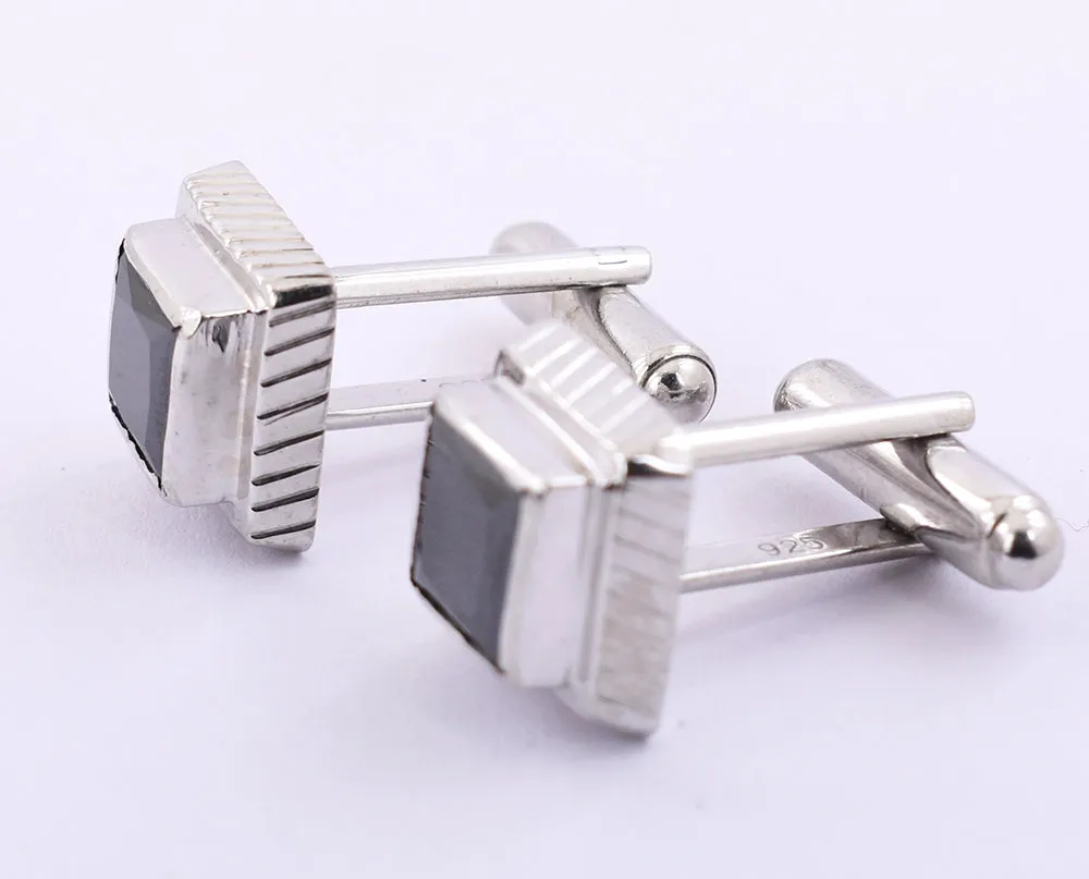 Certified 5.60 Ct Black Diamond Cuff-links In 925 Silver, Ideal Gift for Men's- Amazing Collection with Great Luster
