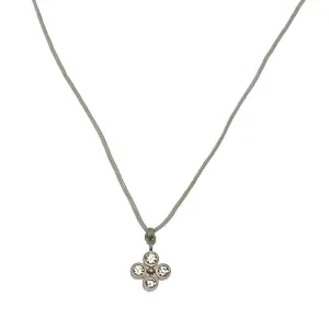 Chain and Cord  Crystal Flower Pendant
