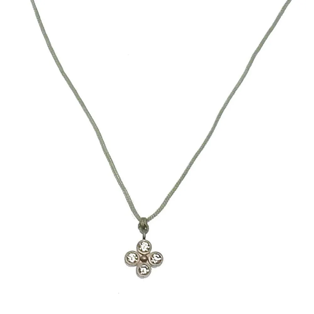 Chain and Cord  Crystal Flower Pendant