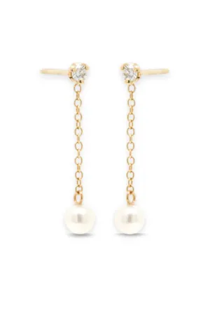 Chain Drop Earrings | Freshwater Pearl