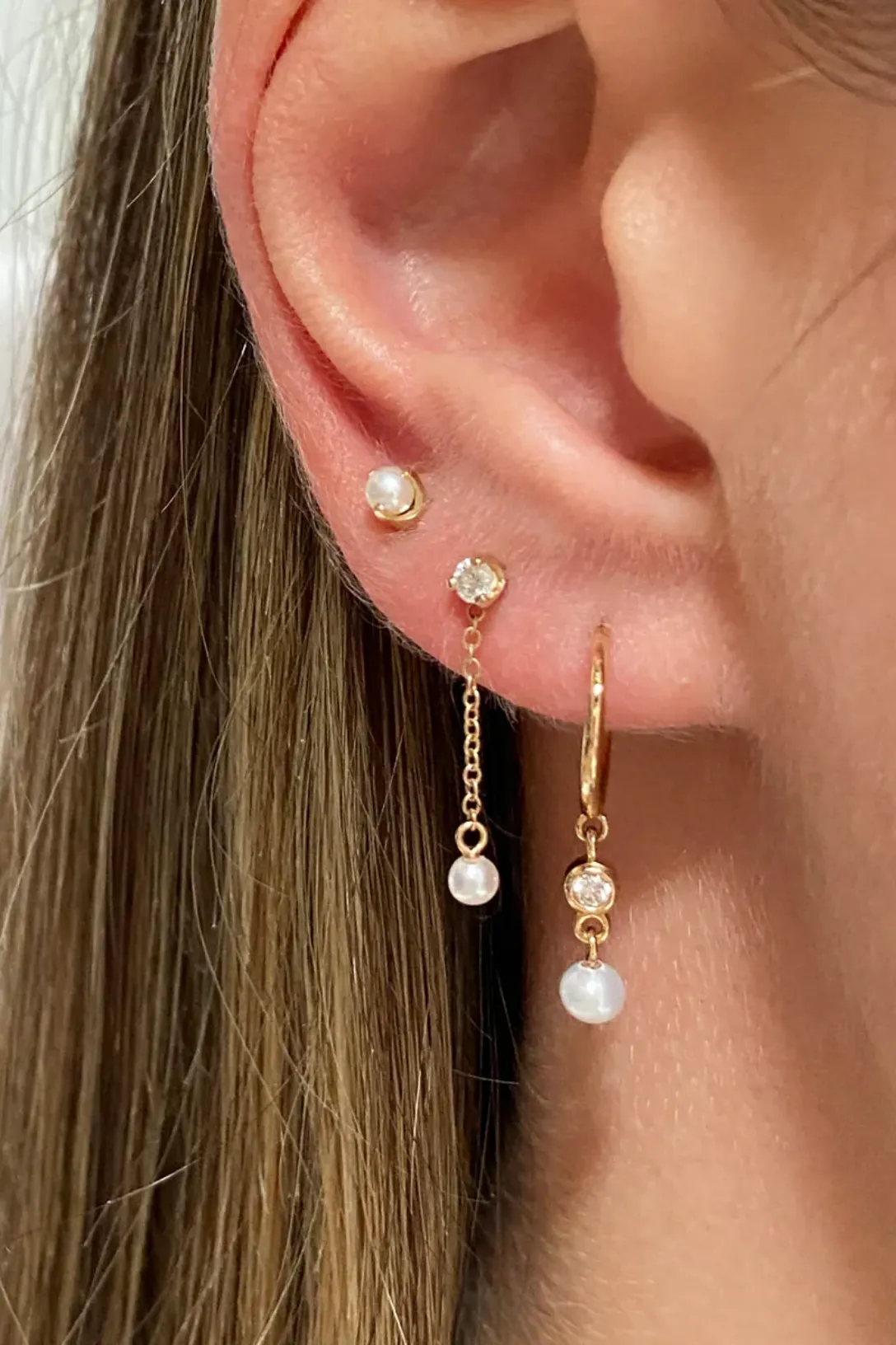 Chain Drop Earrings | Freshwater Pearl