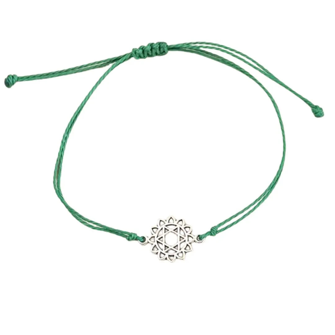 Chakra Bracelet, Zinc Symbol, Coloured Cord