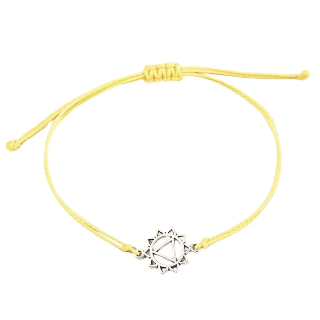 Chakra Bracelet, Zinc Symbol, Coloured Cord