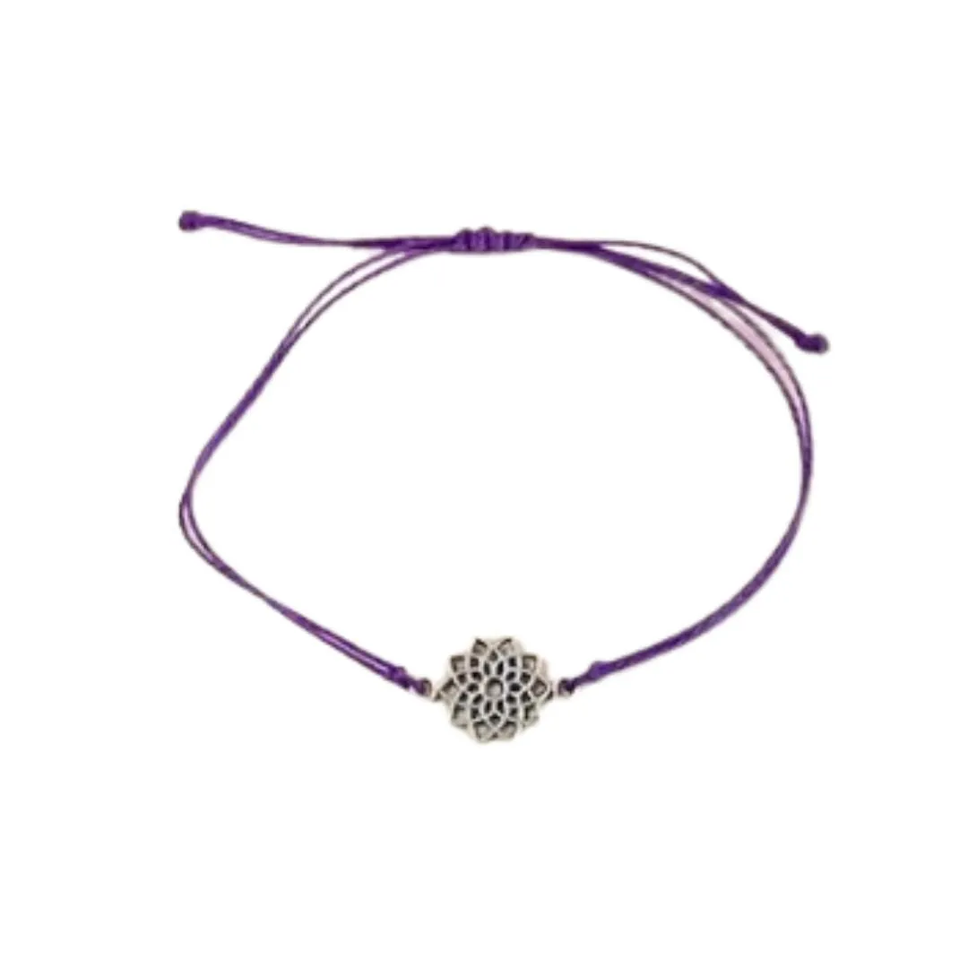 Chakra Bracelet, Zinc Symbol, Coloured Cord