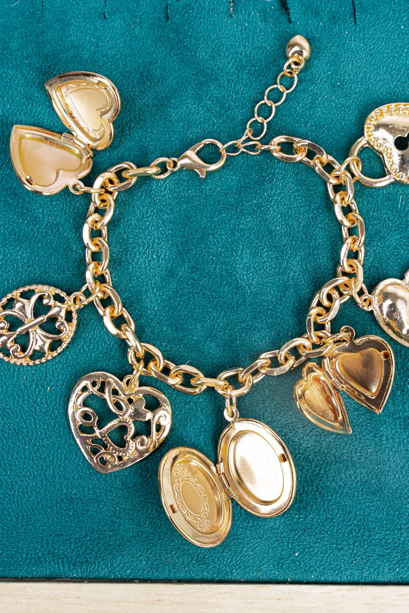 Change Of Heart Goldtone Charm Bracelet