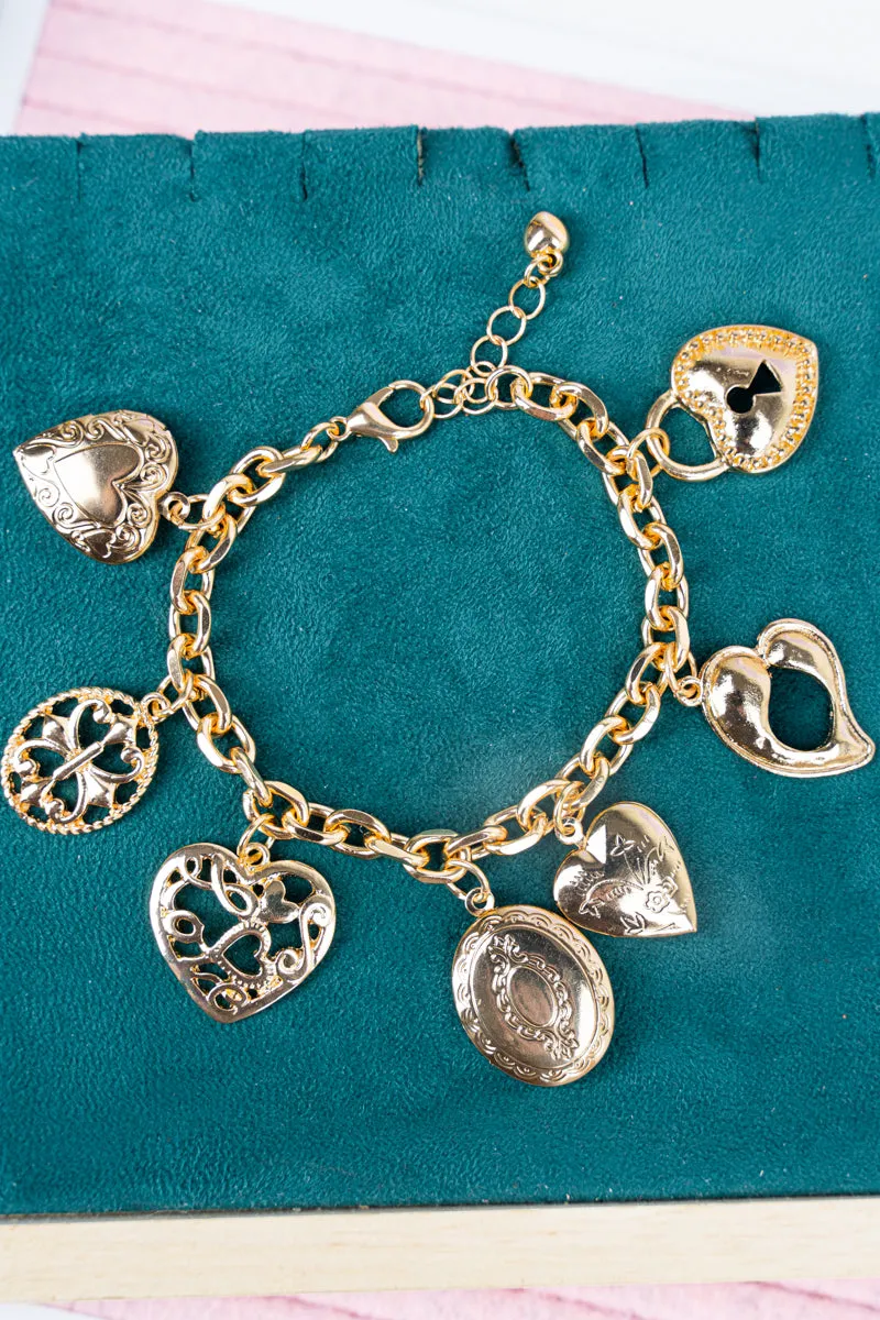 Change Of Heart Goldtone Charm Bracelet