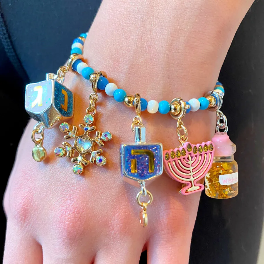 Charm It! Gold Hanukkah Stretch Bead Bracelet