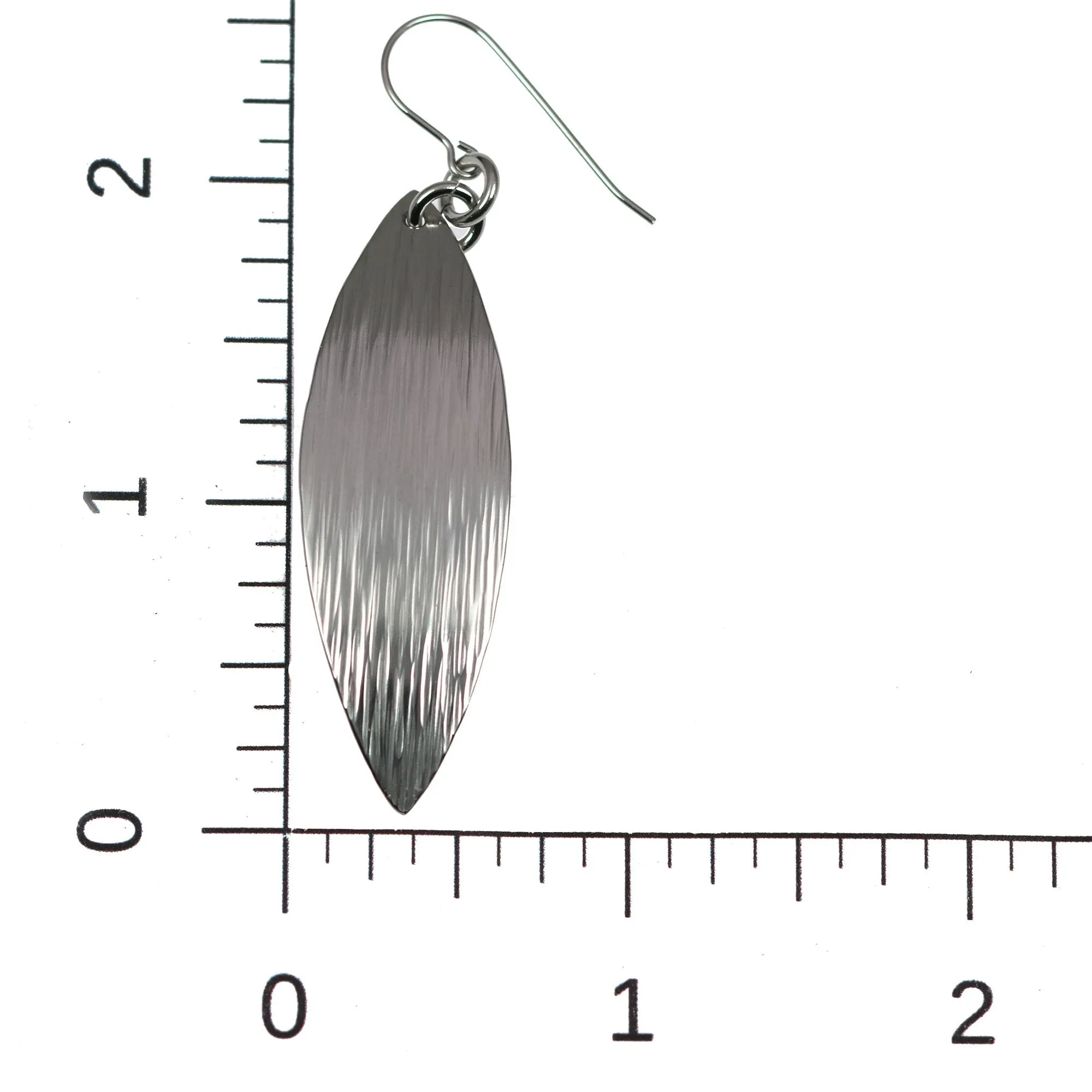 Chased Stainless Steel Leaf Drop Earrings