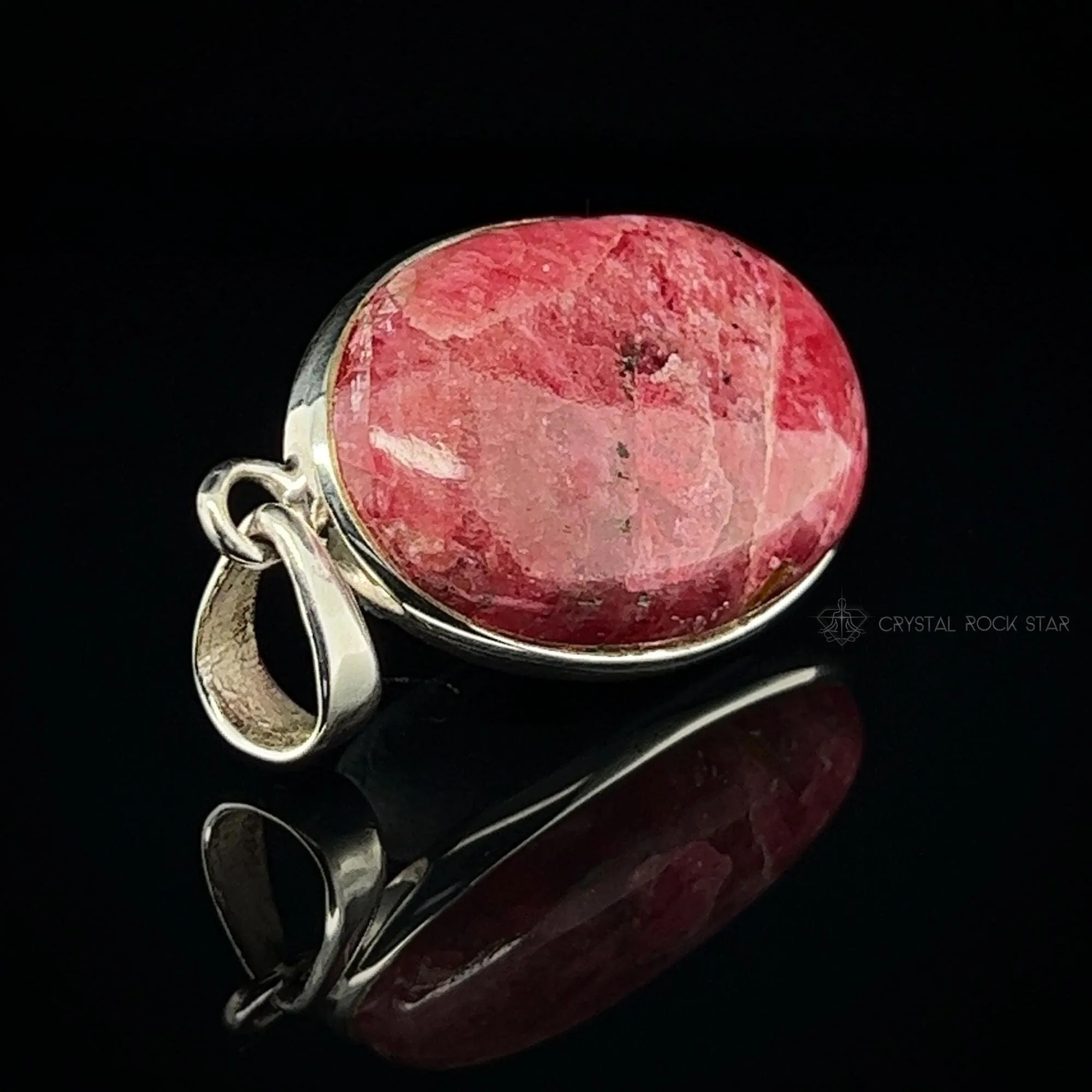 Chatoyant Gem Rhodonite Silver Pendant
