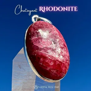Chatoyant Gem Rhodonite Silver Pendant