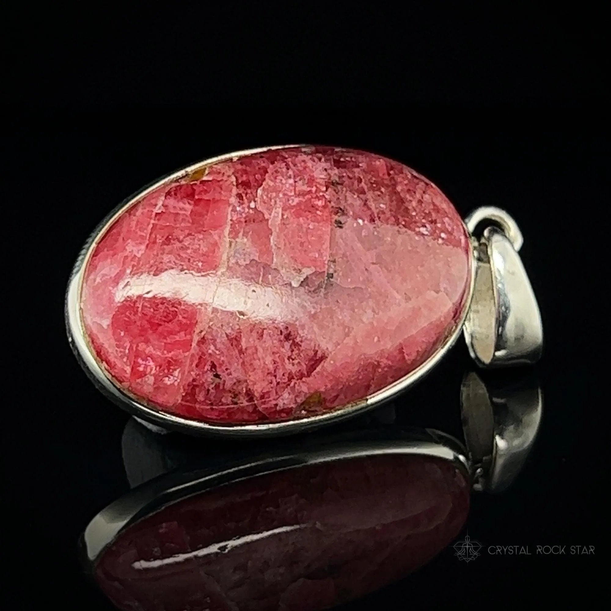 Chatoyant Gem Rhodonite Silver Pendant