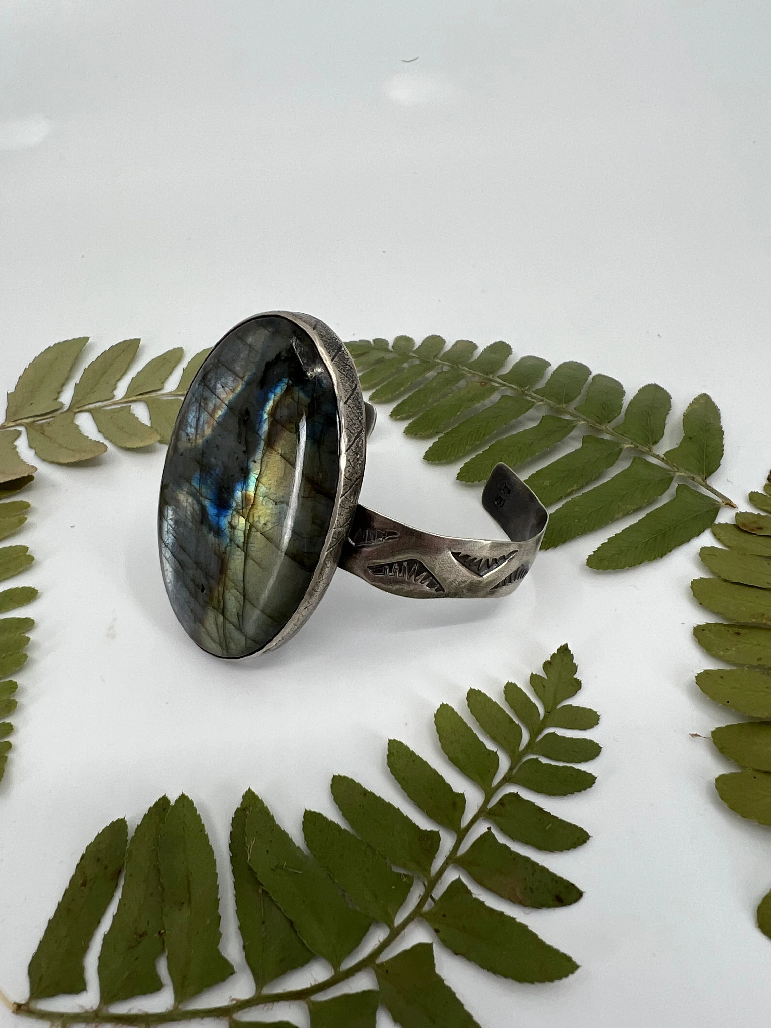 Chevron Labradorite Statement Cuff Bracelet