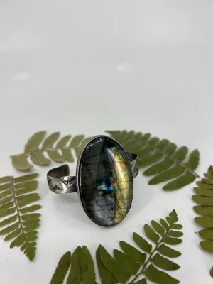 Chevron Labradorite Statement Cuff Bracelet