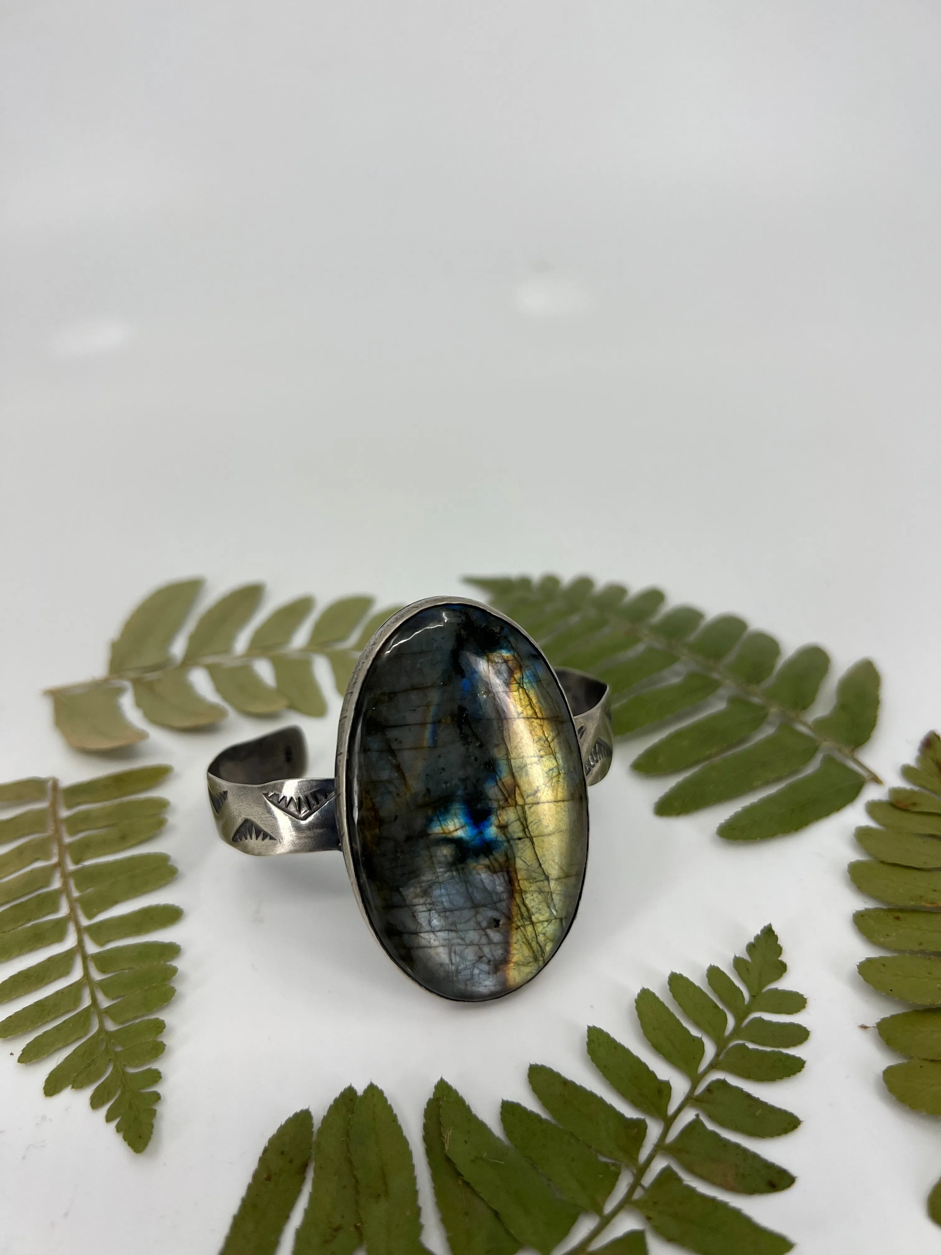 Chevron Labradorite Statement Cuff Bracelet
