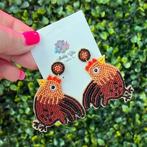 Chicken Beaded Earrings