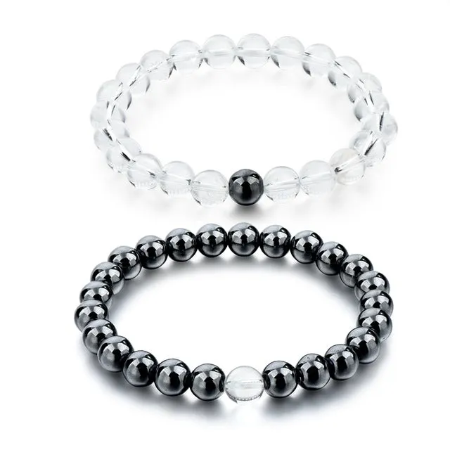 CHICVIE Black and White Natural Stone Distance Bracelets & Bangles for Women Men Strand Lovers Gifts Jewelry Bracelets SBR160101