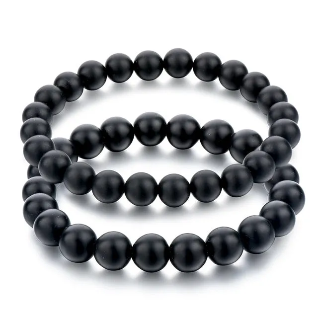 CHICVIE Black and White Natural Stone Distance Bracelets & Bangles for Women Men Strand Lovers Gifts Jewelry Bracelets SBR160101