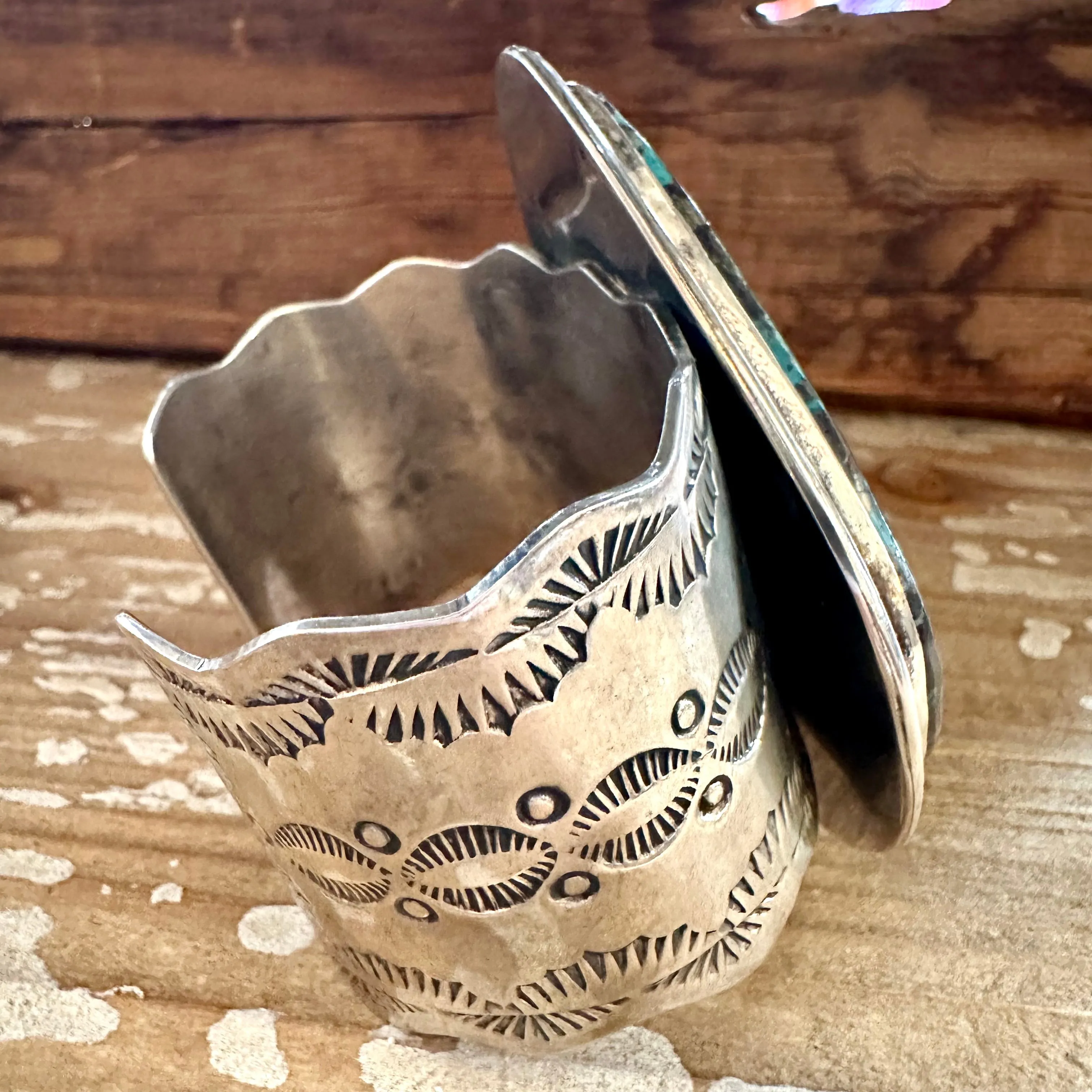 CHIMNEY BUTTE Navajo Large Turquoise & Silver Cuff