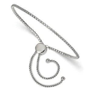 Chisel Stainless Steel Polished CZ Adjustable Bracelet