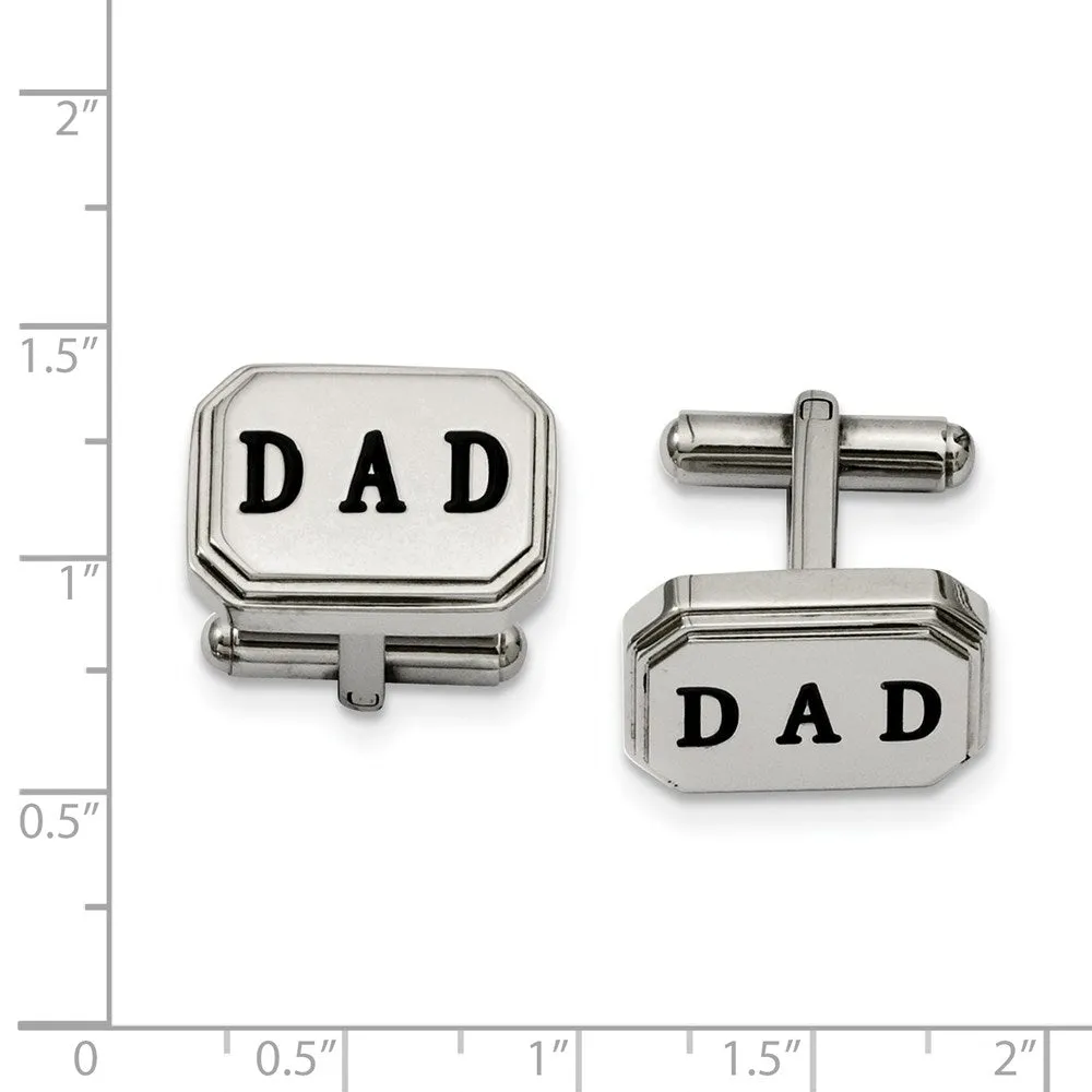 Chisel Stainless Steel Polished Enameled Dad Cufflinks