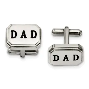Chisel Stainless Steel Polished Enameled Dad Cufflinks