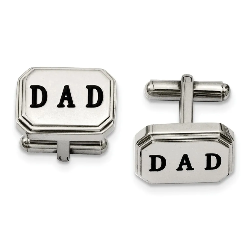 Chisel Stainless Steel Polished Enameled Dad Cufflinks