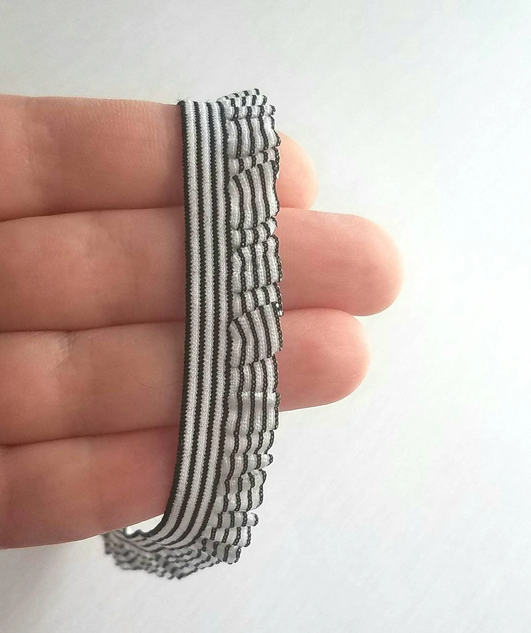 Choker Necklace, ruffle collar, ruffle necklace, stretch choker, elastic choker, black white stripe choker, ruffle choker, striped choker