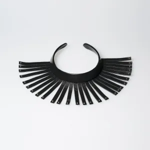 Christopher Augmon Amazon Black Leather Fringe Silver Studded Choker