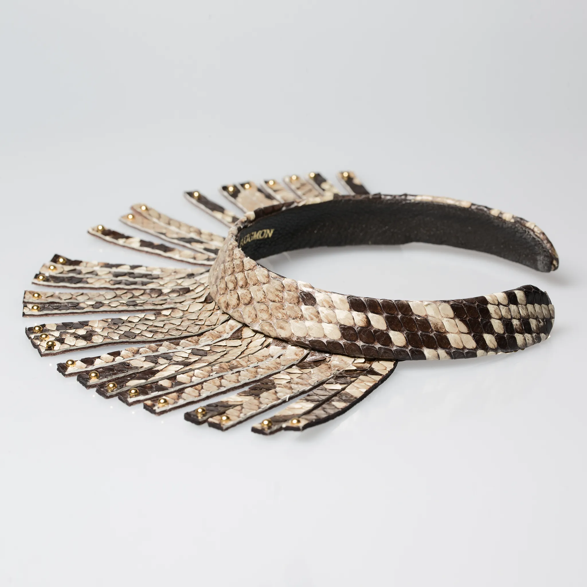 Christopher Augmon Amazon Natural Python Fringe Gold Studded Choker