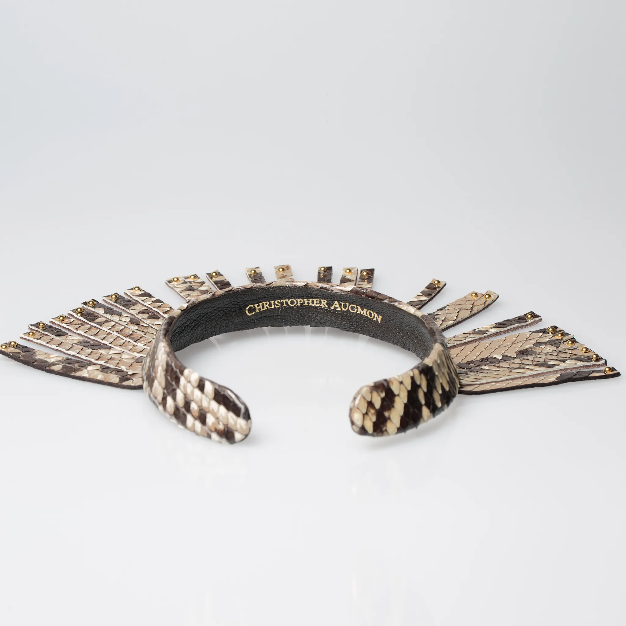 Christopher Augmon Amazon Natural Python Fringe Gold Studded Choker