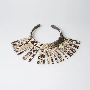 Christopher Augmon Amazon Natural Python Fringe Gold Studded Choker