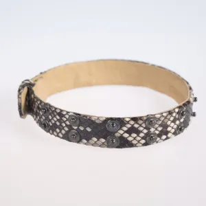 Christopher Augmon Python Exotic Nile Gunmetal Studded Adjustable Choker