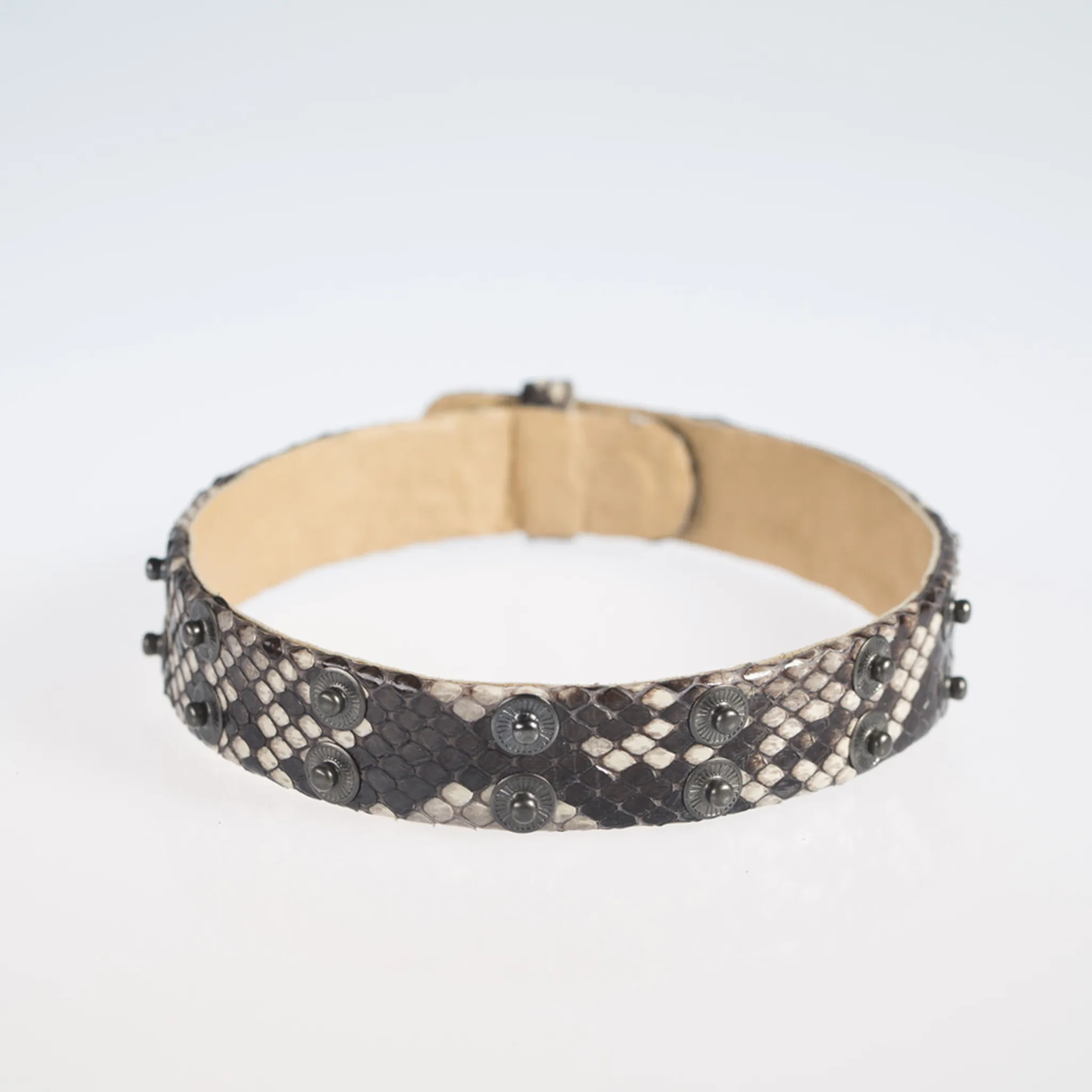 Christopher Augmon Python Exotic Nile Gunmetal Studded Adjustable Choker