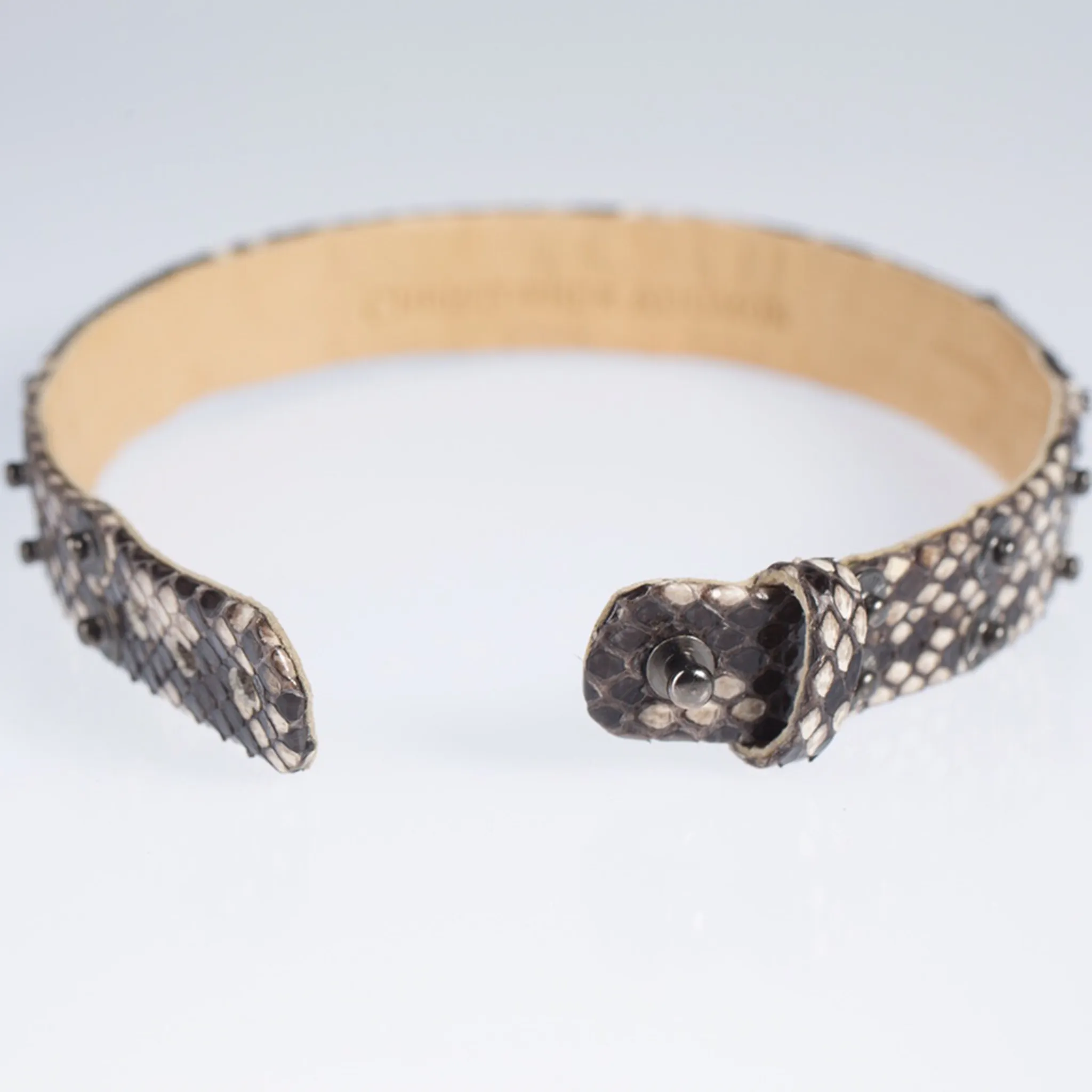 Christopher Augmon Python Exotic Nile Gunmetal Studded Adjustable Choker