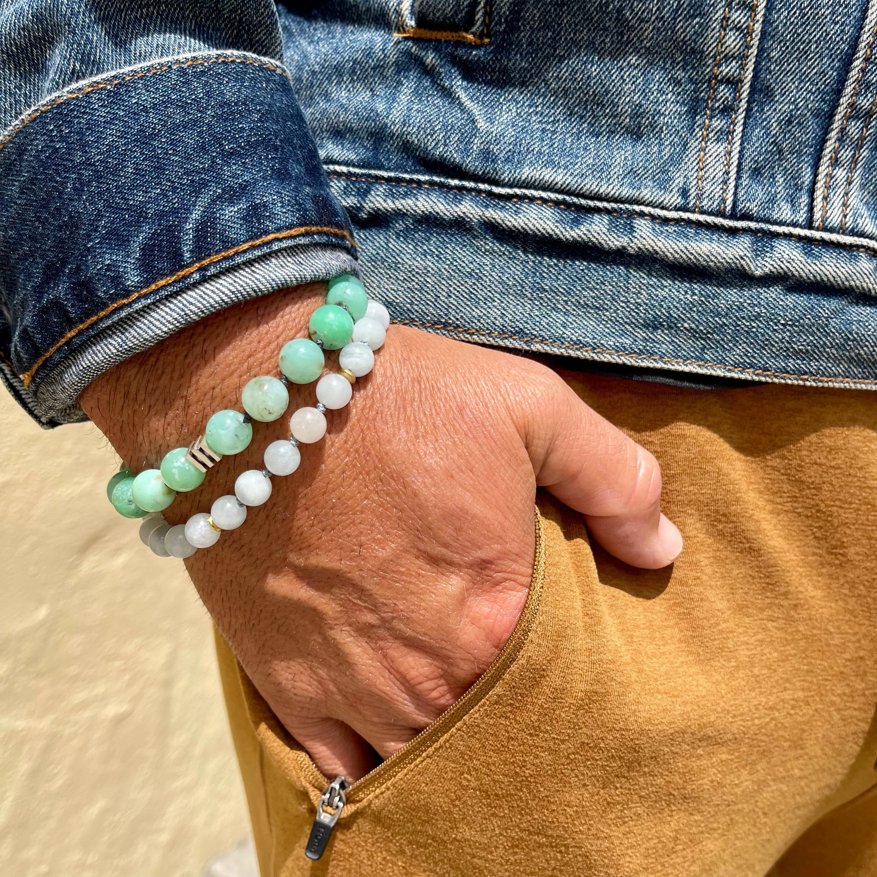 Chrysoprase Adjustable Beaded Bracelet 10mm