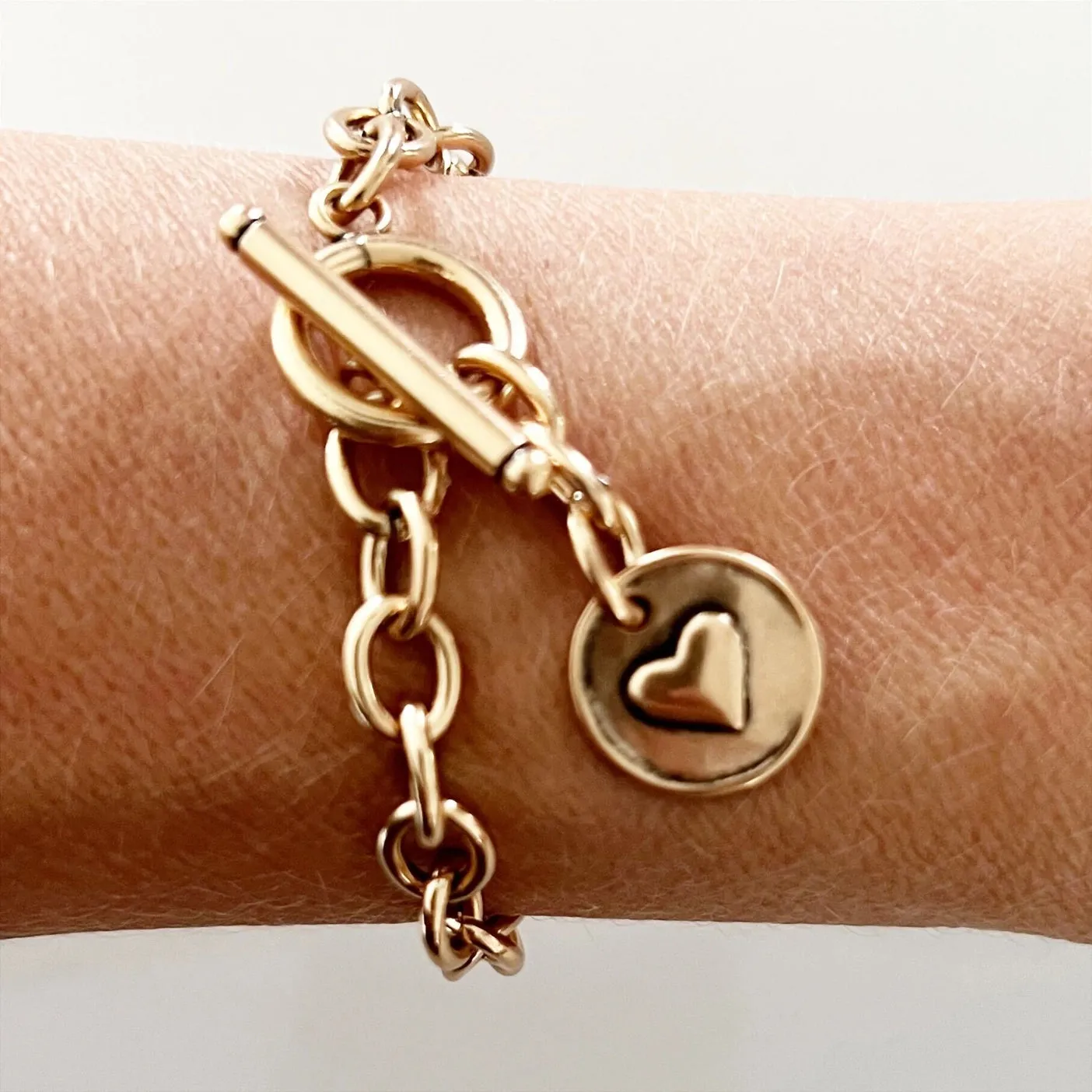 Circle Pendant Chain Bracelet- Gold F**K IT