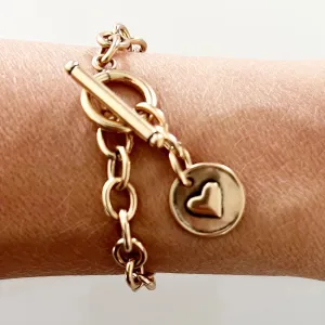 Circle Pendant Chain Bracelet- Gold F**K IT