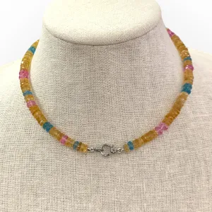 Citrine, Topaz, and Apatite w/ Diamond Clasp Choker