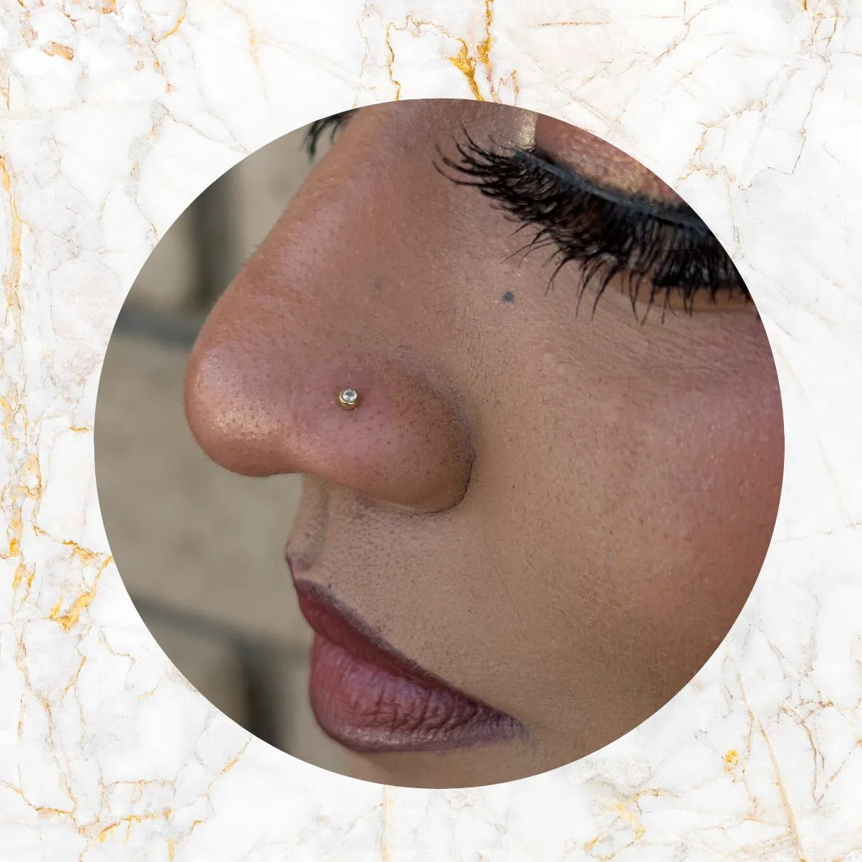 Classic 14K Gold Threadless CZ Bezel Earring with Titanium Flat Back Earring