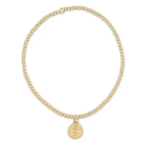 Classic 2mm Gold Bead Bracelet With Direction Gold Disc