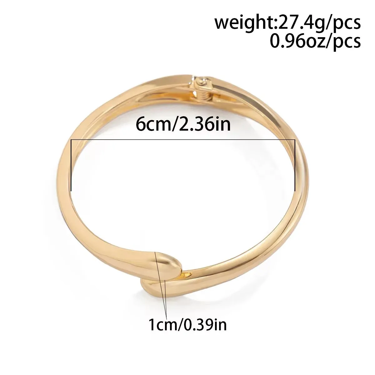 Classic Simple Charm Smooth Metal Water Drop Shaped Bangles