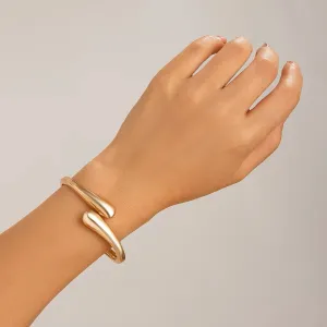 Classic Simple Charm Smooth Metal Water Drop Shaped Bangles