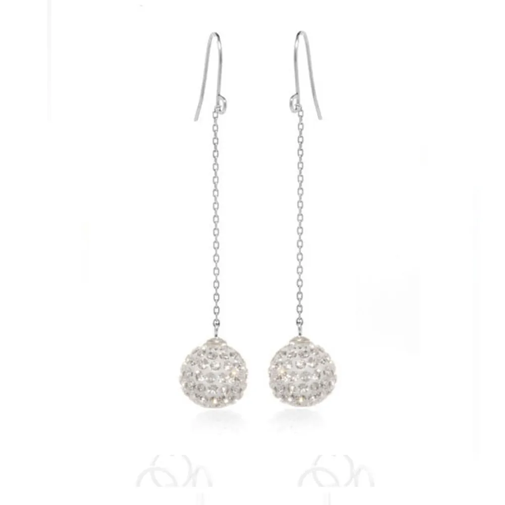 Clear Crystal Ball Drop Earrings