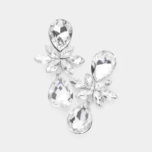Clear Marquise and Teardrop Stone Dangle Pageant Earrings | Clear Prom Earrings | 584211