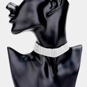 Clear Rhinestone Choker Necklace | Prom Jewelry | 475381