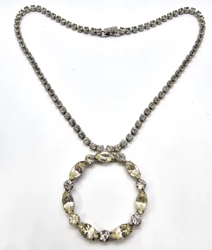 Clear rhinestone vintage marquis circle rhinestone statement choker necklace