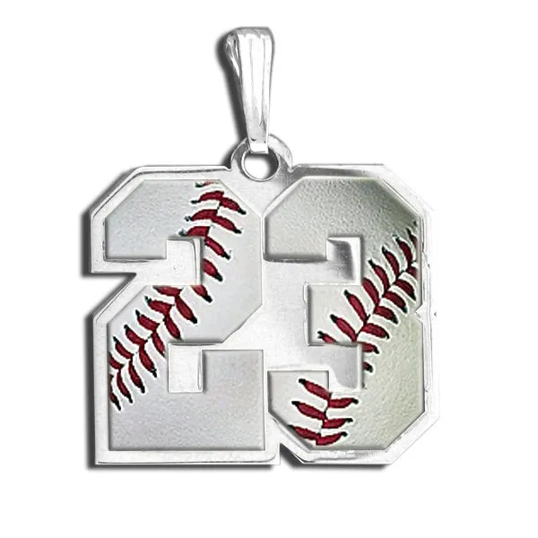 Color Enameled Baseball Number Pendant with 2 Digits Jewelry