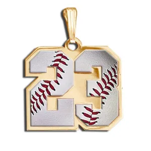 Color Enameled Baseball Number Pendant with 2 Digits Jewelry