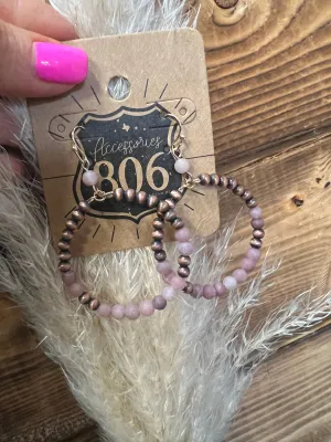 COPPER & MAUVE BEADED HOOPS