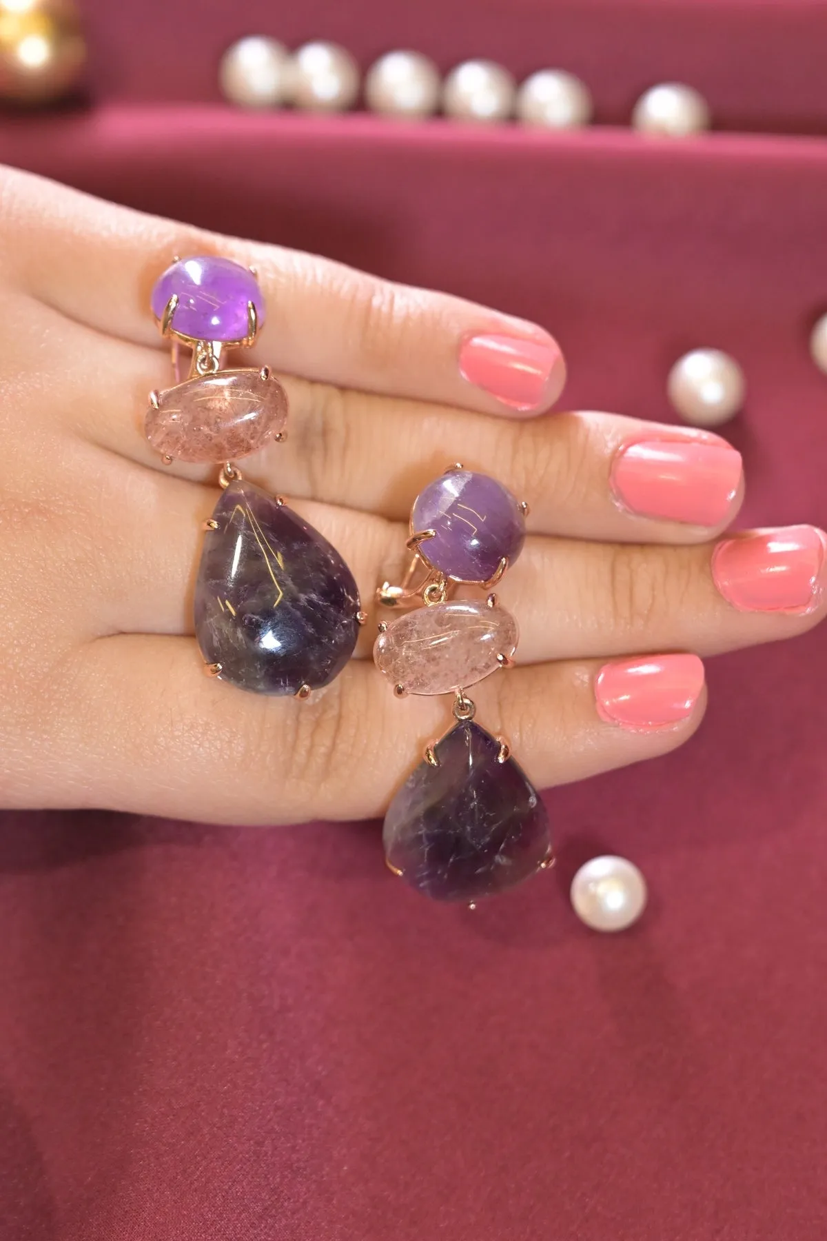 Coral Shell Drop Earrings